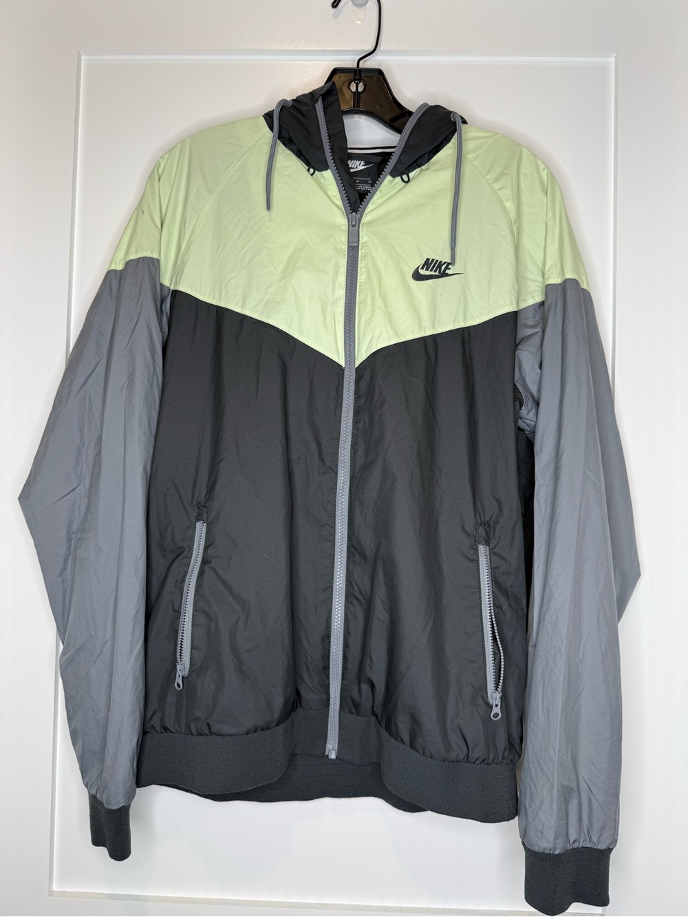 Nike Men’s Hooded Windbreaker Jacket - Neon Yellow & Charcoal
